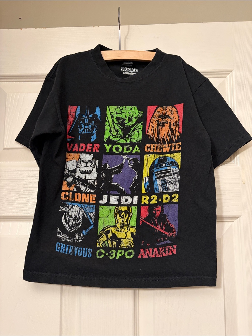 Star Wars Black Kids Short Sleeve Colorblock Character Grid Tee